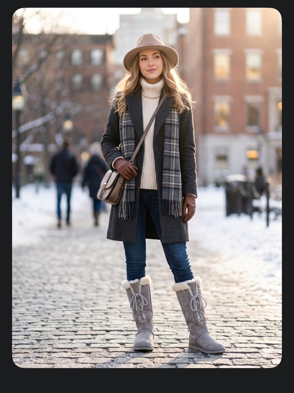 UGG Light Gray Faux-Suede Lace-Up Shearling Trim Mid-Calf Boots - Picture 7 of 7